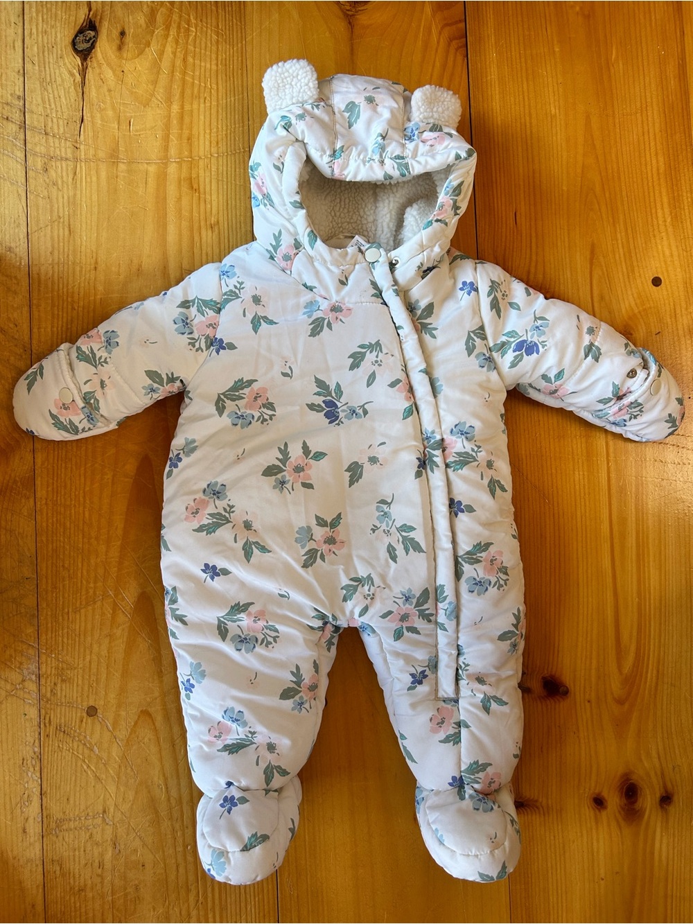 Carters 3-6 Month Infant Floral Quilted One-Piece Snowsuit